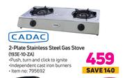 Cadac 2-Plate Stainless Steel Gas Stove 193E-10-ZA