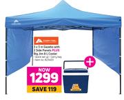 Ozark Trail 3 x 3m Gazebo With 2 Side Panels  Plus Big Jim 8L Cooler