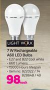 Lightworx 7W Rechargeable A60 LED Bulbs-Each