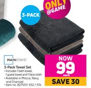Mainstays 3 Pack Towel Set-Each