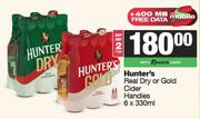 Hunter's Real Dry Or Gold Cider Handies-For 2 x 6 x 330ml