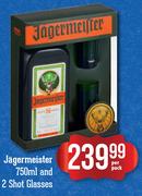 Jagermeister-750ml & 2 Shot Glasses-Per Pack