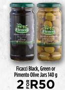 Ficacci Black, Green Or Pimento Olive Jars-For 2 x 140g