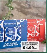 Food Lover's UHT Full Cream Or Low Fat Long Life Milk-6 x 1L Each