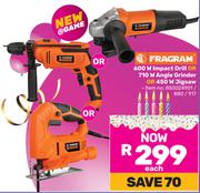 Fragram 600W Impact Drill Or 710W Angle Grinder Or 450W Jigsaw-Each