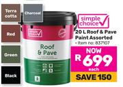 Simple Choice 20L Roof & Pave Paint Assorted