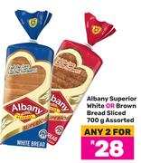 Albany Superior White Or Brown Bread Sliced Assorted-For Any 2 x 700g