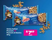 Simba Salted Peanuts Or Peanuts & Raisins-60g Each