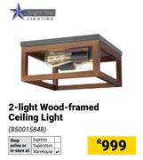 Bright Star Lighting 2 Light Wood Framed Ceiling Light