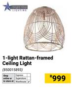 Bright Star Lighting 1 Light Rattan Framed Ceiling Light