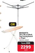 Brabantia 124 x 38cm Mesh Top Ironing Board Or Dryer-Each