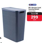 Nuware 65L Hessian Look Laundry Basket