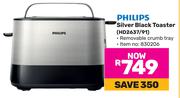 Philips Silver Black Toaster HD2637/91