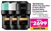 Nespresso Vertue Pop Aqua Mint Or Spicy Red Or Coconut White Or Liquorice Black-Each