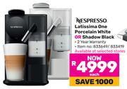 Nespresso Lattissima One Porcelain White Or Shadow Black-Each