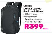 Edison Deluxe Laptop Backpack Black-Each