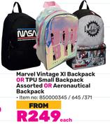 Marvel Vintage XI Backpack or TPU Small Backpack Assorted Or Aeronautical Backpack-Each