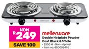 Mellerware Double Hotplate Powder Coat Black & White