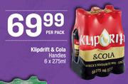 Klipdrift & Cola Handies-6 x 275ml Per Pack