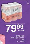 Brutal Fruit Ruby Apple Spritzer Cans-6 x 500ml Per Pack