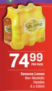 Savanna Lemon Non-Alcoholic Handies 6 x 330ml Per Pack