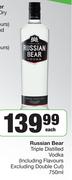 Russian Bear Triple Distilled Vodka (Including Flavours Excluding Double Cut)-750ml Each
