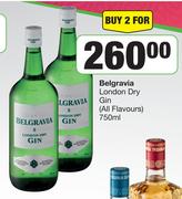 Belgravia London Dry Gin (All Flavours)-For 2 x 750ml 