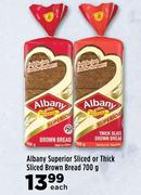Albany Superior Sliced Or Thick Slice Brown Bread-700g Each