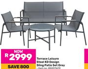 Terrace Leisure Steel KD Design Sling Patio Set Grey