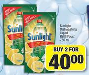Sunlight Dishwashing Liquid Refill Pouch-For 2 x 750ml