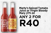 Marty's Spiced Toamto Juice Or Virgin Bloody Mary-For Any 2 x 275ml