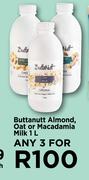 Buttanutt Almond Oat Or Macadamia Milk-For Any 3 x 1Ltr