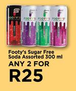 Footy's Sugar Free Soda Assorted-For Any 2 x 300ml