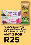 Footy's Sugar Free  Or Vegan Sugar Free Jelly Assorted-For Any 2 x 40g