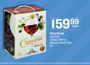 Olive Brook Carnival Classic Red Or Natural Sweet Red-5Ltr Each