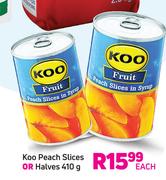 Koo Peach Slices Or Halves-410g Each