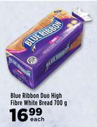 Blue Ribbon Duo High Fibre White Bread-700g Each