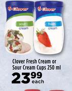 Clover Fresh Cream Or Sour Cream Cups-250ml Each