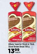 Albany Superior Sliced Or Thick Sliced Brown Bread-700g Each