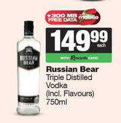 Russian Bear Triple Distilled Vodka (Incl. Flavours)-750ml Each