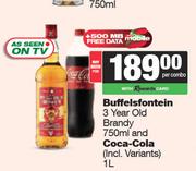 Buffelsfontein 3 Year Old Brandy 750ml And Coca-Cola (Incl. Variants)-Per Combo