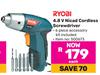 Ryobi 4.8V Nicad Cordless Screwdriver-Each