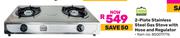 Campmaster 2 Plate Stainless Steel Gas Stove With Hose & Regulator
