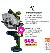 Stormforce 1200 W Circular Saw Or 18 V Cordless Drill-Each