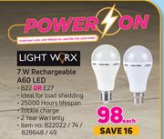 Lightworx 7W Rechargeable A60 LED-Each