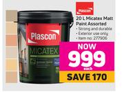 Plascon 20L Micatex Matt Paint Assorted-Each