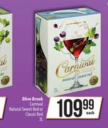 Olive Brook Carnival Natural Sweet Red Or Classic Red-3L Each