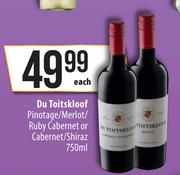 Du Toitskloof Pinotage/Merlot/Ruby Cabernet Or Cabernet/Shiraz-750ml Each