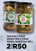 Food Lover's Pickled Gherkins Mild Or Pickled Gherkins Sweet & Sour-For 2 x 680g