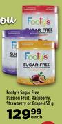 Footy's Sugar Free Passion Fruit, Raspberry, Strawberry Or Grape-450g Each